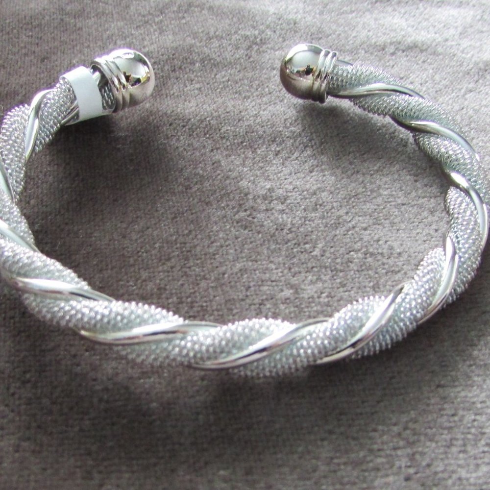 Sterling Silver Wrap Rope Bracelet Cuff - Picture 4 of 6